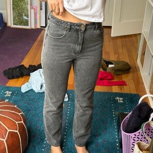 ROLLAS High-Rise Straight Leg Women's Jeans — Charcoal Gray
